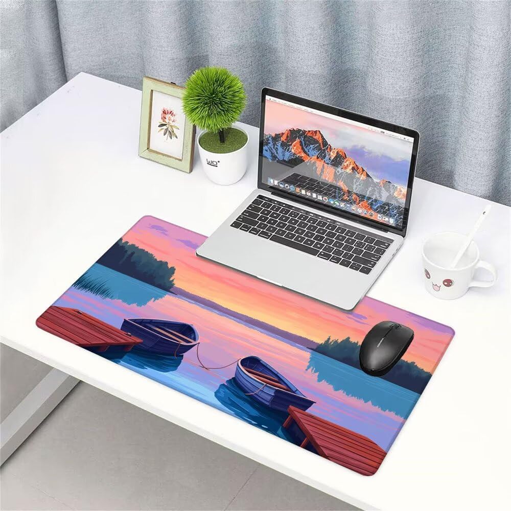 Tappetino Scrivania viola, Tappetino Gaming 1000x500x3mm Mouse Pad barca, Antiscivolo Tappeto Mouse, Accessori Gaming, Ufficio Accessori, Migliora la Precisione e la Velocità, per Ufficio e Casa f-477