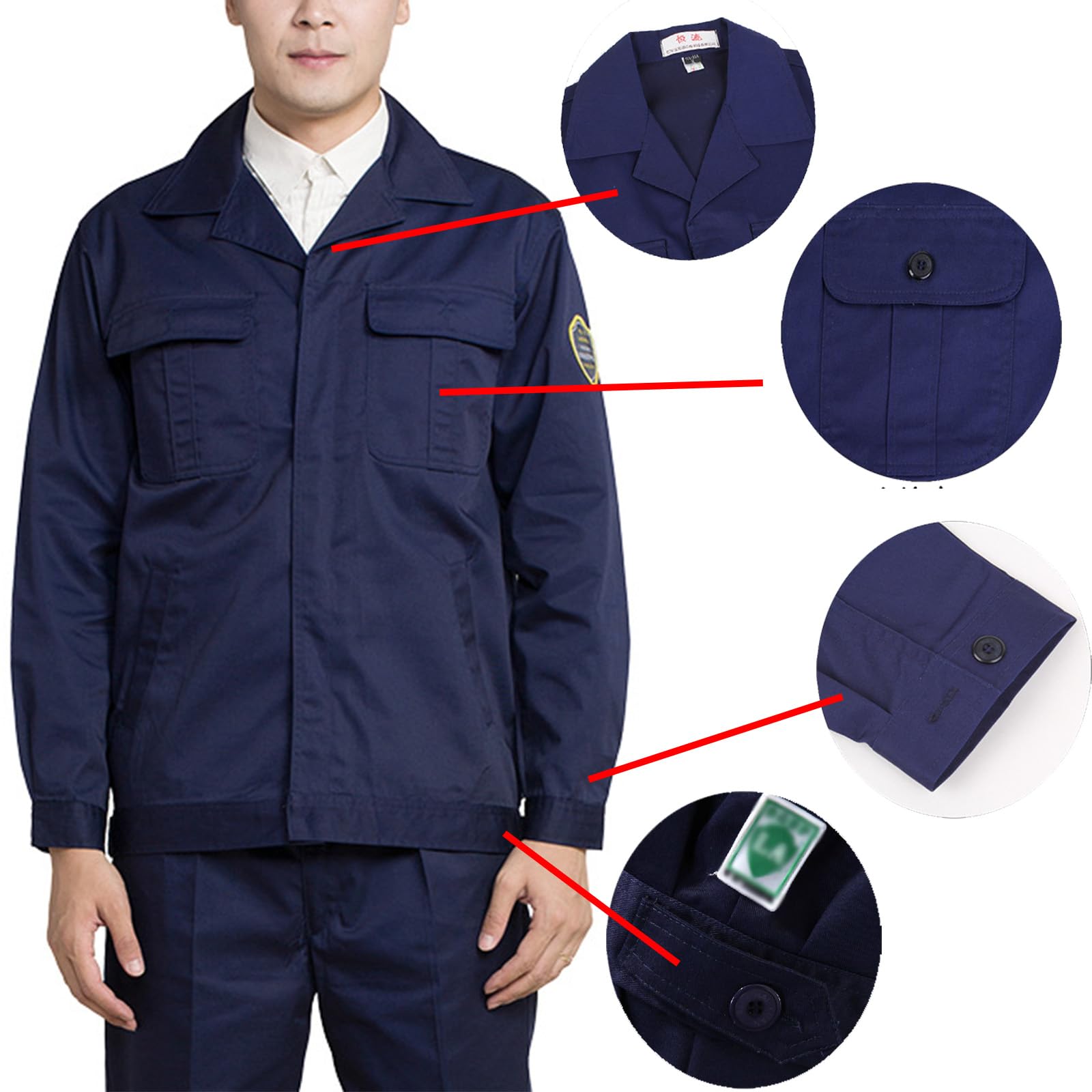Mens Zip Up Coverall Para Mujer Camisa De Trabajo De Manga Larga Traje De Trabajo Con Bolsillos Múltiples