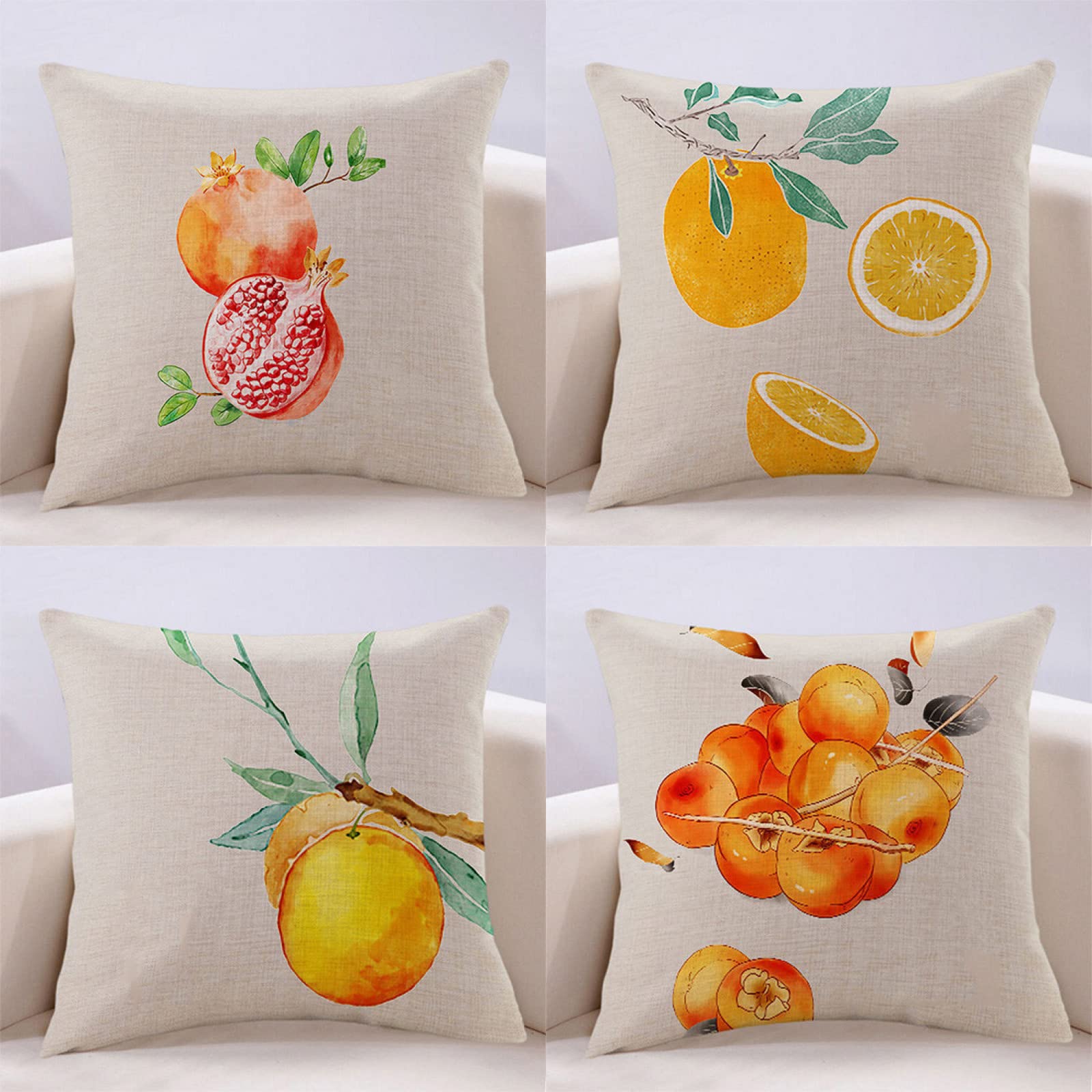 Housse de coussin 55x55cm lin lot de 4 taies d'oreiller lavables pour rénover votre canapé