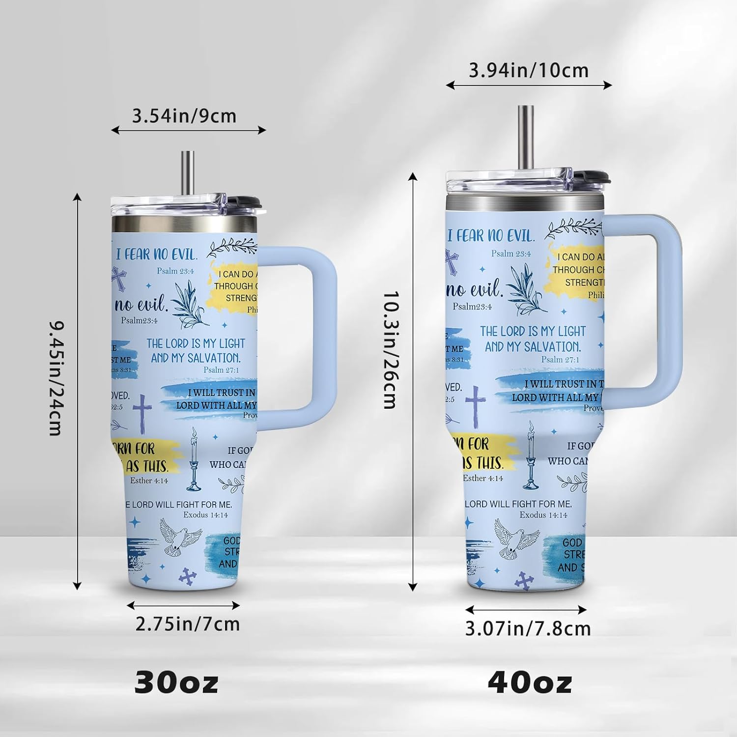 I Am A Child of God Tumbler 40oz with Handle, Light Blue Insulated Christian Travel Mug - Peaceful Baptism Gifts for Women & Girls - Image 6