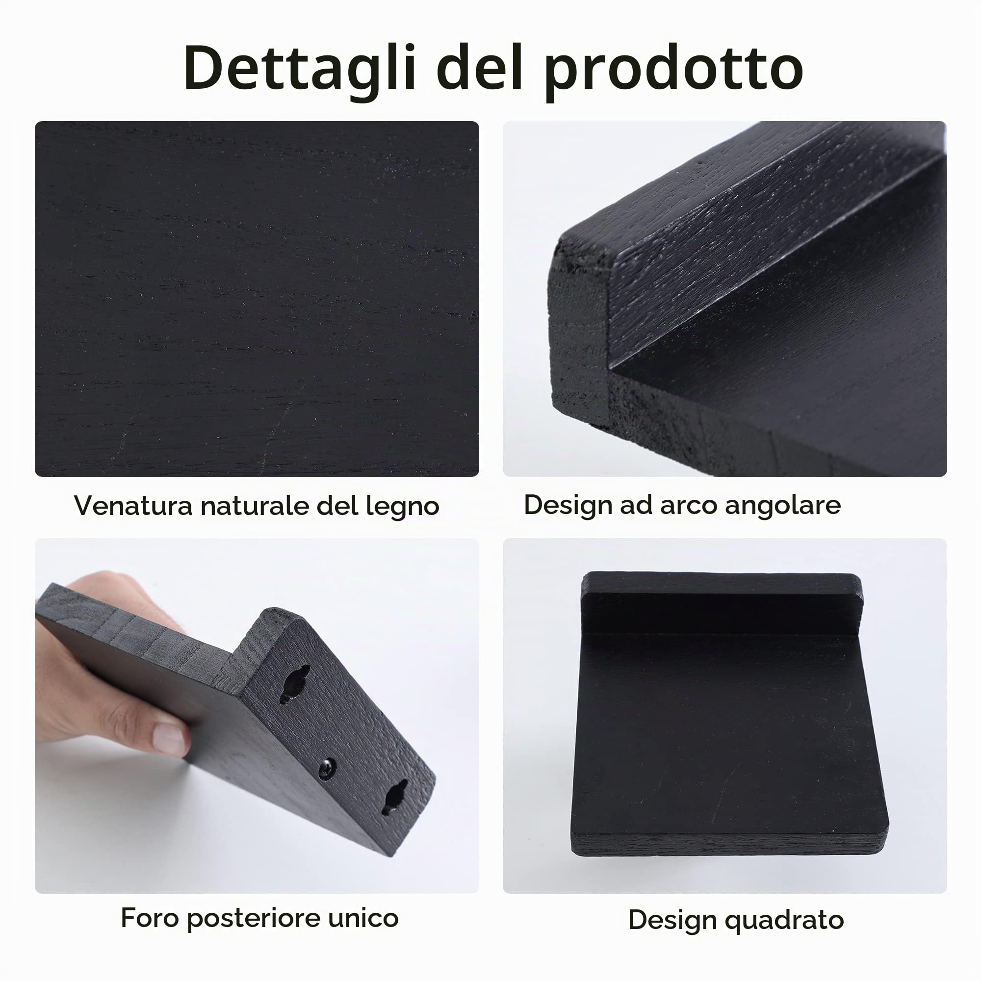 MITREL Scaffale Da Parete Quadrato In Legno, Stile Compatto, Per Piccoli Oggetti, Decorazione Da Parete Per Camera Da Letto, Soggiorno, Set Da 3, 12,7 X 10 X 4 Cm (Nero)