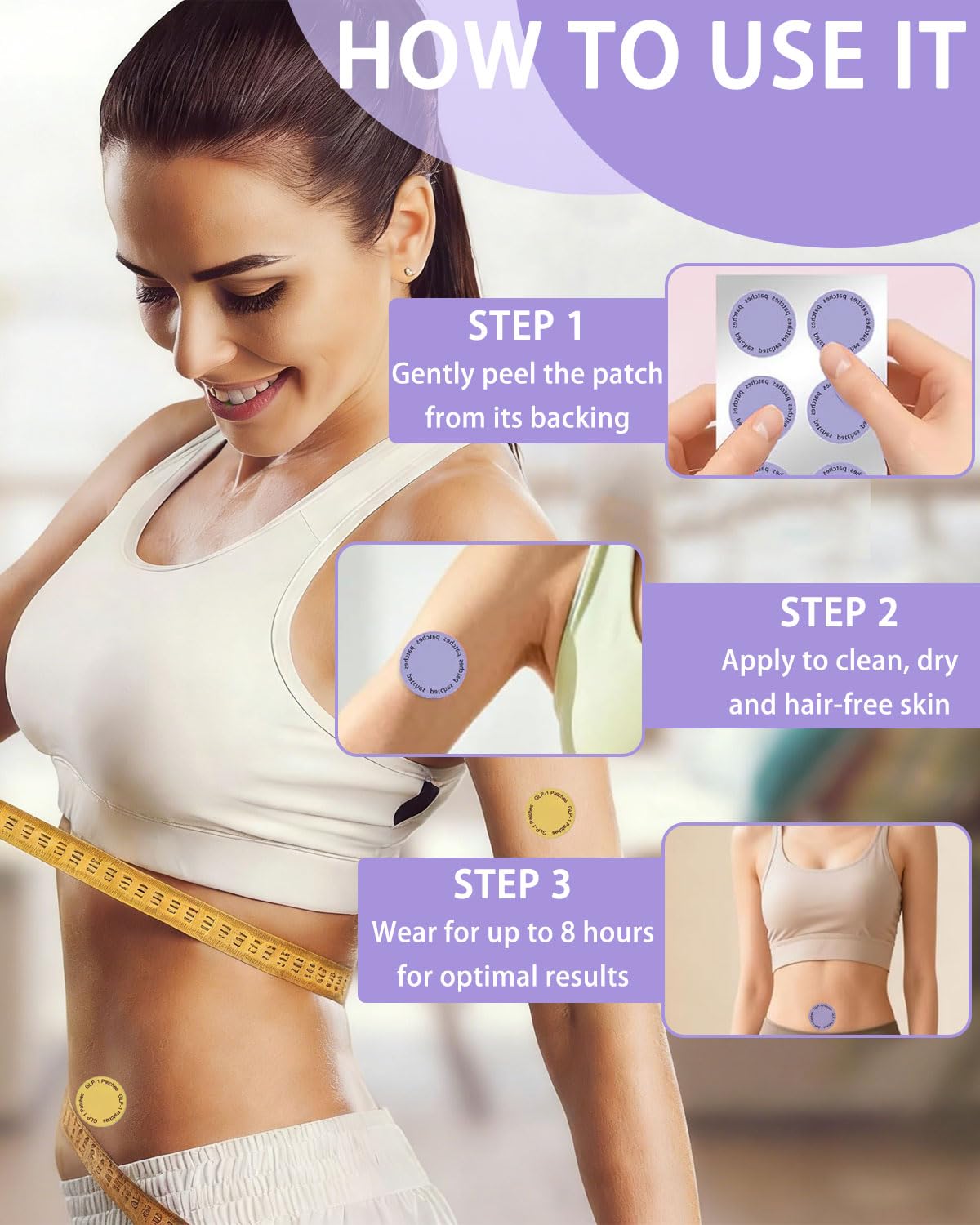 GRETY Parches GPLP-1 Para El Equilibrio Metabólico, Soporte de Forma Saludable, Pegatinas de Ayuda al Metabolismo de Apoyo para La Piel del Vientre Toda La Piel | 60Pcs - 3