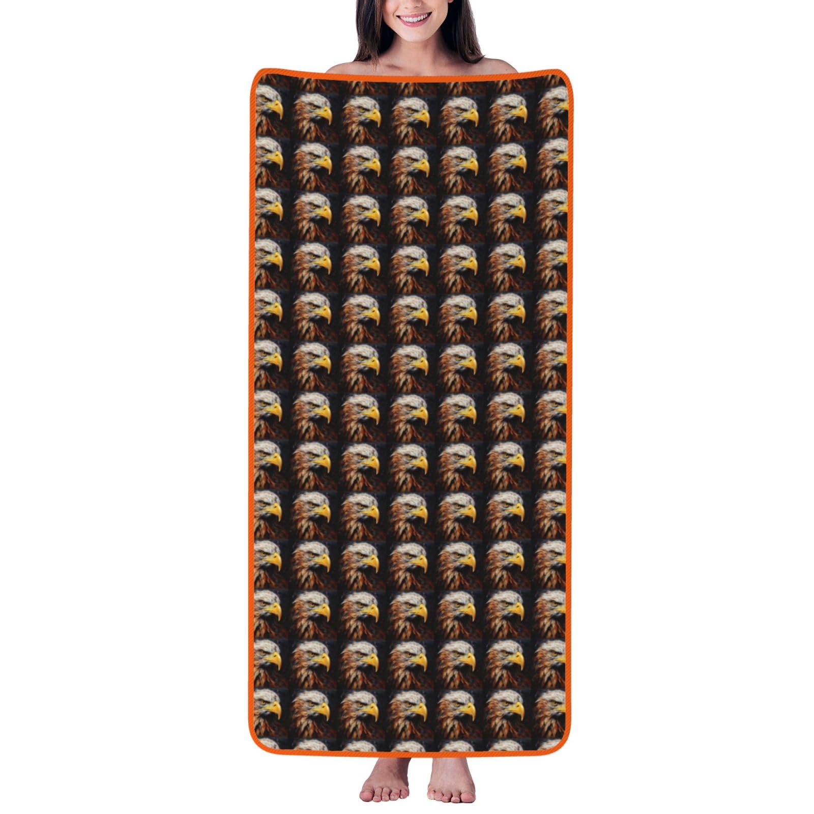 Tamiger Eagle Print Unisex Coral Velvet Bath Towel For Home Bathroom Hotel Spa Beach Travel Daily Use