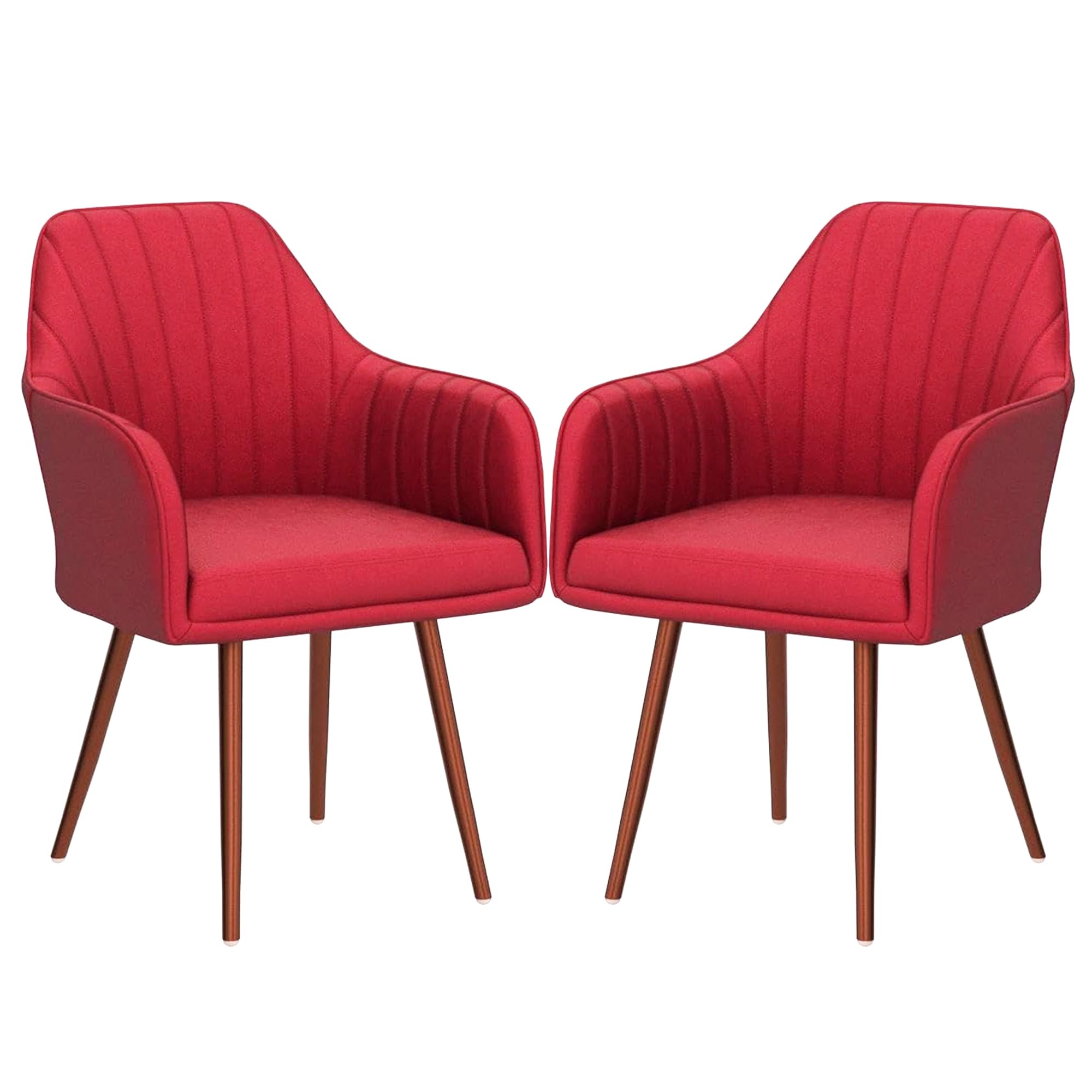Toxigo Modern Upholstered Accent Chair with Soft Padded Seat & Backrest, Sturdy Metal Legs for Kitchen & Dining Room, Velvet Dining Chair with Cushioned Seat & Ergonomic Back (Red) 1