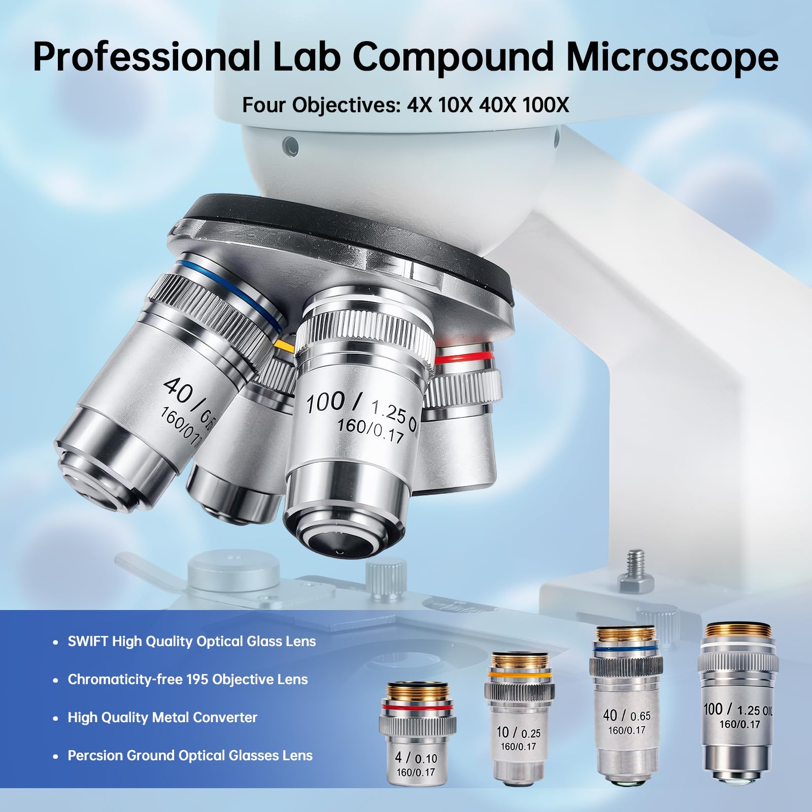 SWIFT SW320T Trinokular-Mikroskop 40X-5000X, professionelles Labor-Mikroskop mit 2MP Kamera, Tragetasche, Handyhalterung & Experimentierzubehör - Metallkörper für Erwachsene & Studenten