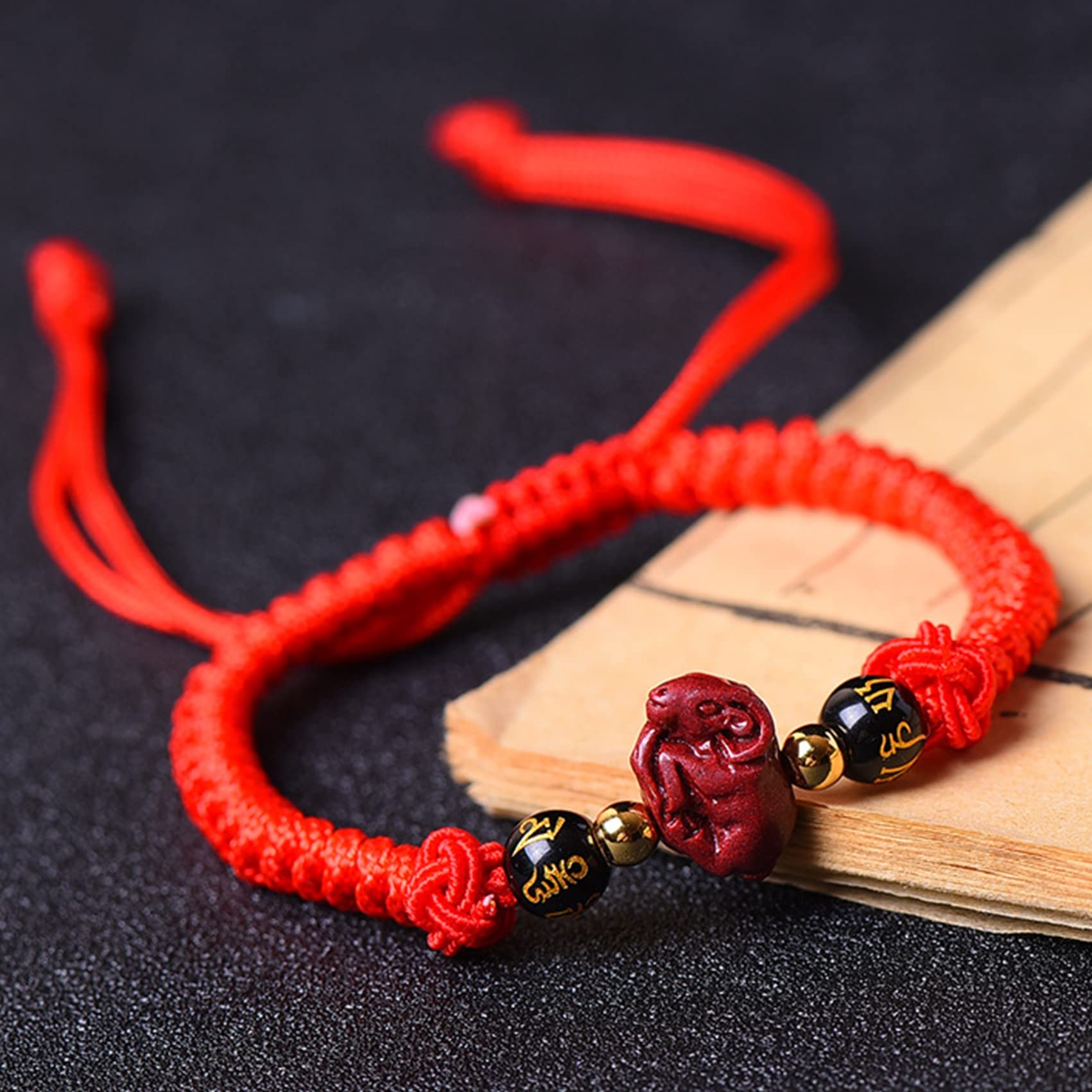 Pulsera de la Suerte, Pulsera Feng Shui, Riqueza con Hilo Rojo cinabrio, Colgante los 12 Animales del zodíaco, Amuleto Cristal para Chakras Maxim