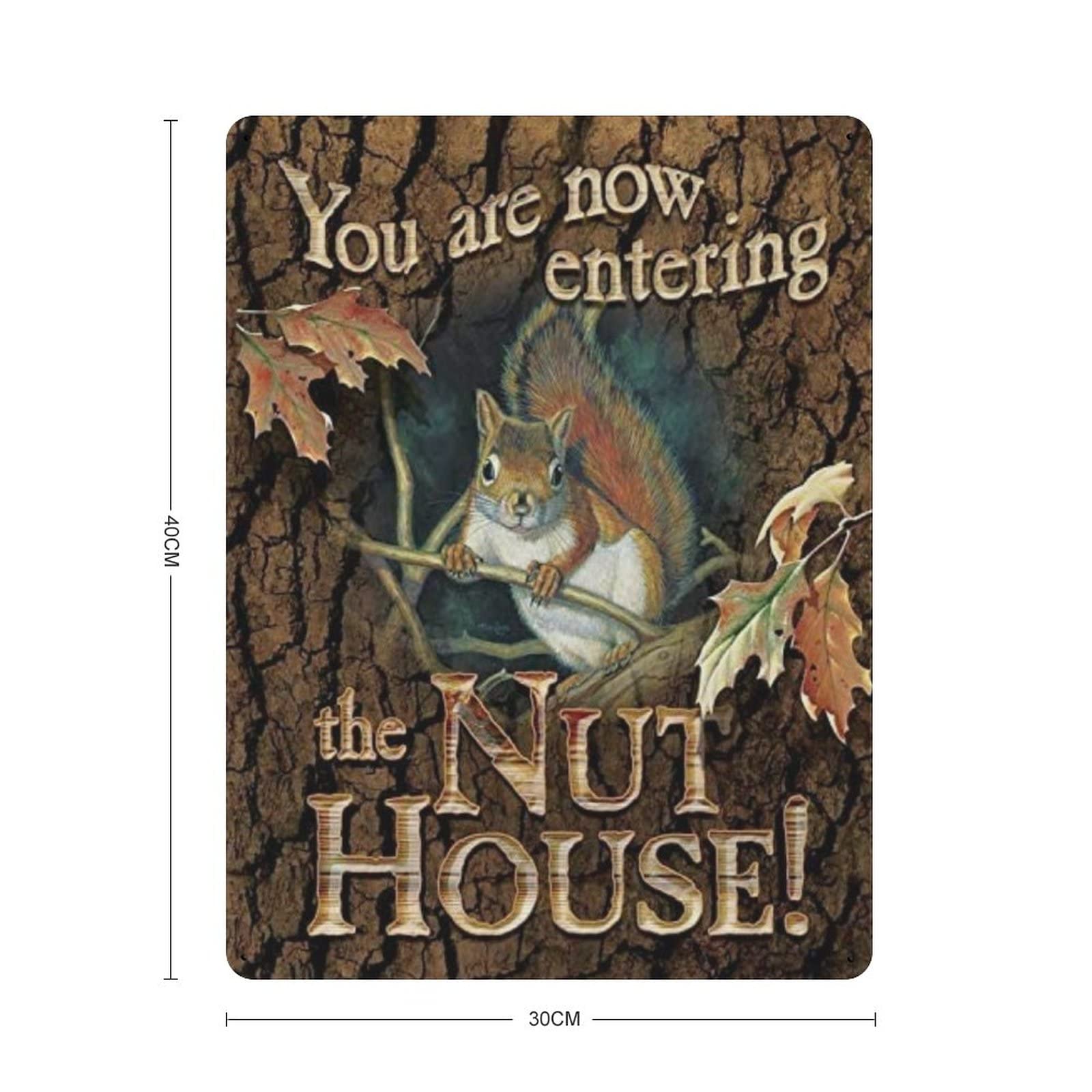 QQIAEJIA Welcome to The Nut House - Targa in latta vintage da parete con decorazione in metallo, per casa, bar, bar, club, giardino, fattoria, garage, 30,5 x 40,6 cm