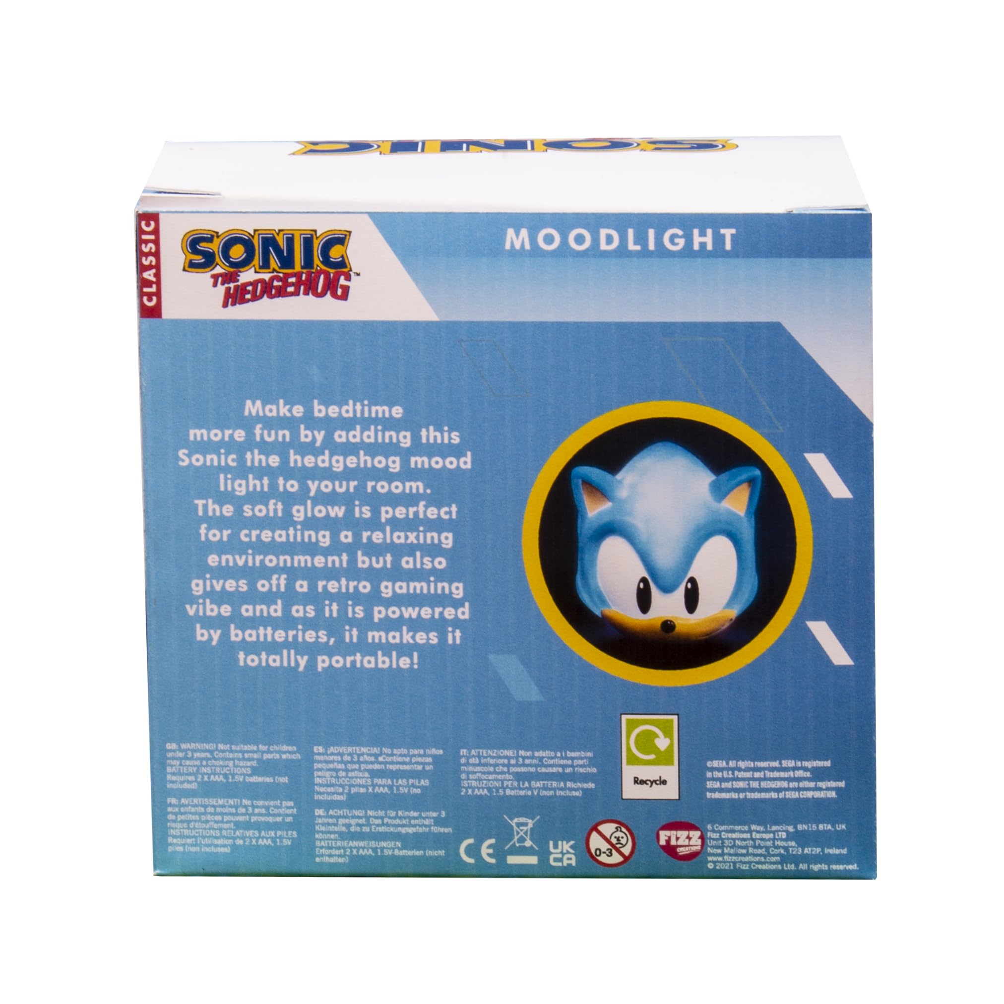 WONDEE Lampe et Veilleuse Sonic pour Enfants Représentant le Hérisson du Jeu Vidéo Préféré, Lampe de Chevet pour Chambre d'Enfant, Sonic Cadeaux Originaux pour Enfants