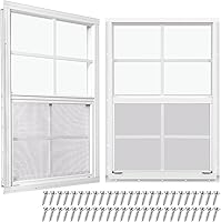 Vista 14 de Tandefio Paquete de 2 ventanas de cobertizo de 12 pulgadas de ancho x 18 pulgadas de alto, montaje empotrado negro con vidrio templado y pantalla