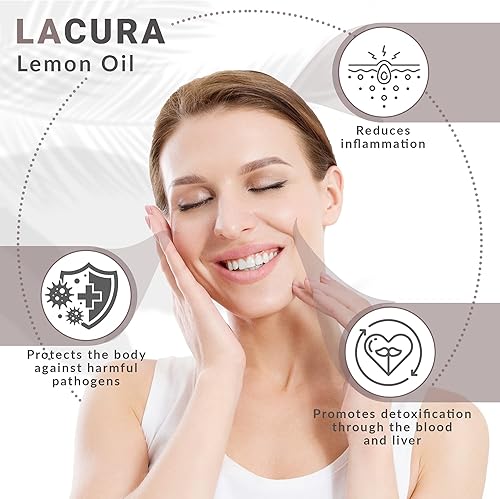 Miniatura 3 de LaCura Aceite esencial de limón  100% puro y prensado en frío  Aceite cítrico multiusos para ingestión, tópico e inhalación  Grado terapéutico para