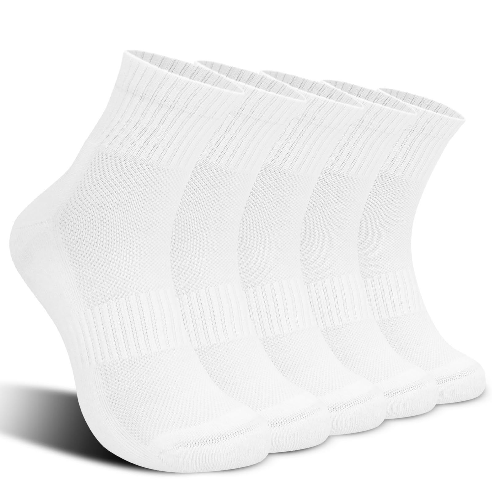 Copper Ankle Running Socks for Men Women Cushion Cotton Quarter Socks Odor Control for Smelly Sweaty Feet 5 Pairs