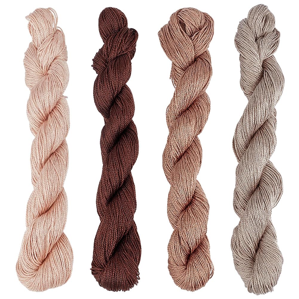 FREEBLOSS 4 Pcs Sashiko Thread Sashiko Cotton Thread 4 * 100M(109yds) Brown — image 1