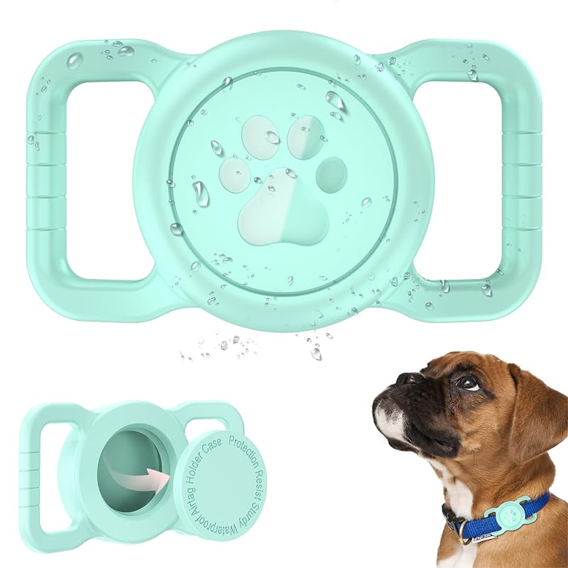 Suporte para AirTag em Coleira de Pet SANKALA, Silicone, Verde-claro 09, para 1ª e 2ª geração, tamanho Regular, 1 unidade