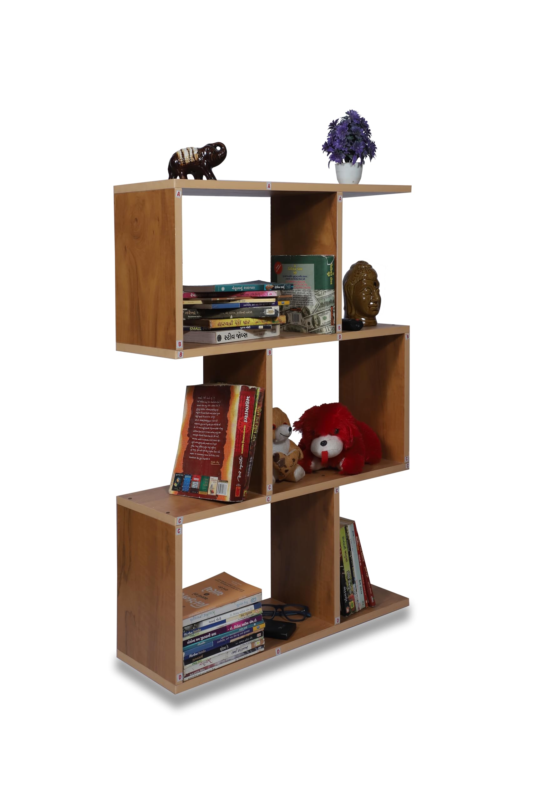 SBF Furniture Engineery Wood Table Corner Display Rack Hallway, Living Room, Metal, Easy Assembly, Space Saving, (Oak Yellow)