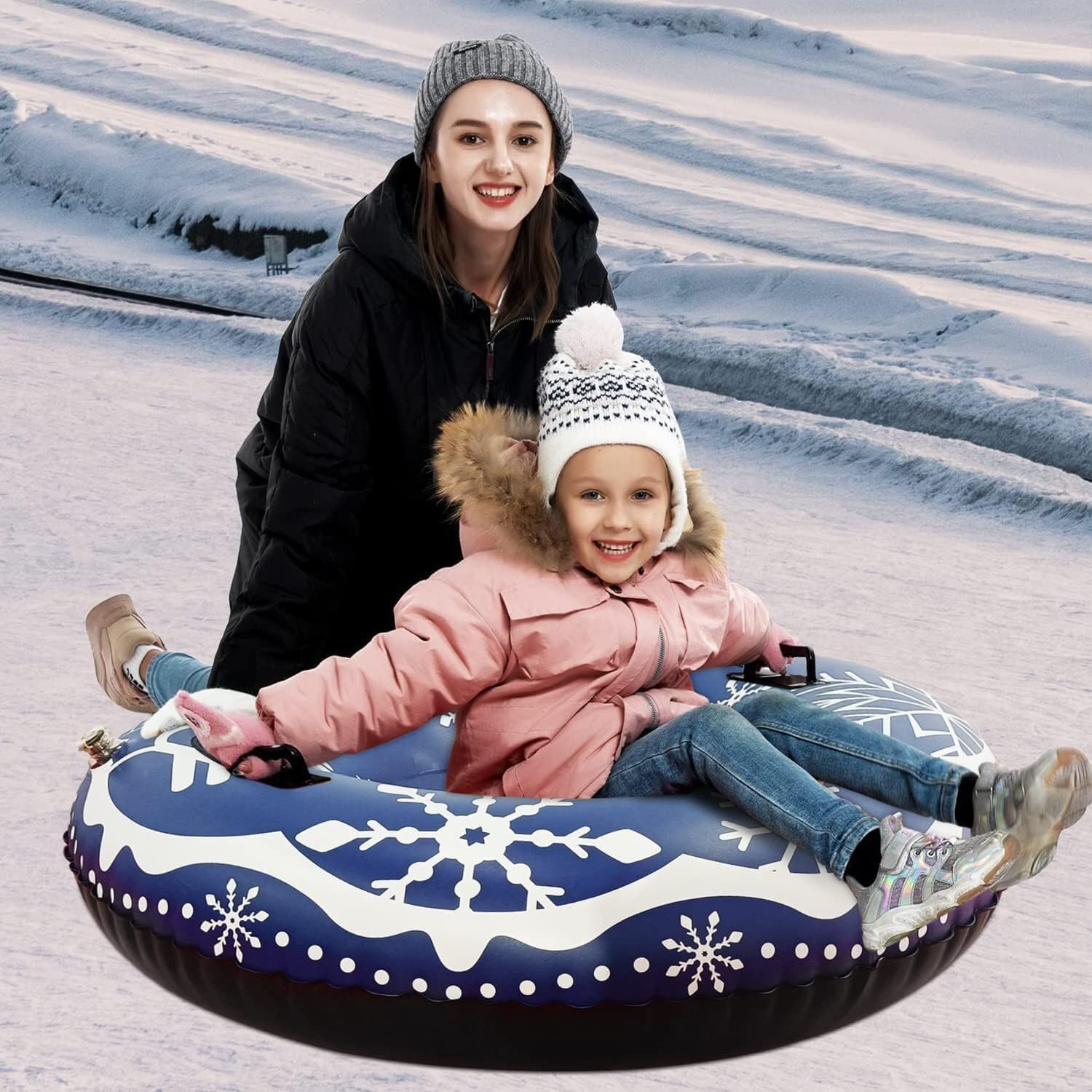 Slittino Gonfiabile Per Neve - Per Bambini E Adulti, Diametro 127cm, Portata 220kg, Anti-Graffio - Foto 10