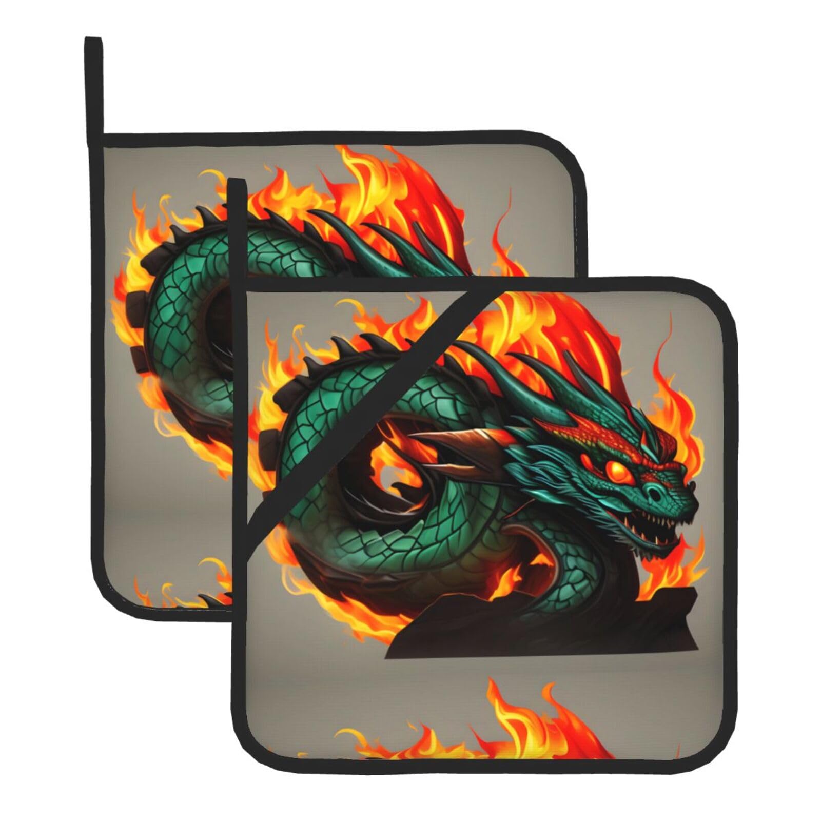 Square Heat-Insulating Pot mat WHJSSF Fire Dragon Roll Soccer Pattern Anti-scalding and Heat-Insulating for Kitchen Cleaning and Outdoor Barbecue