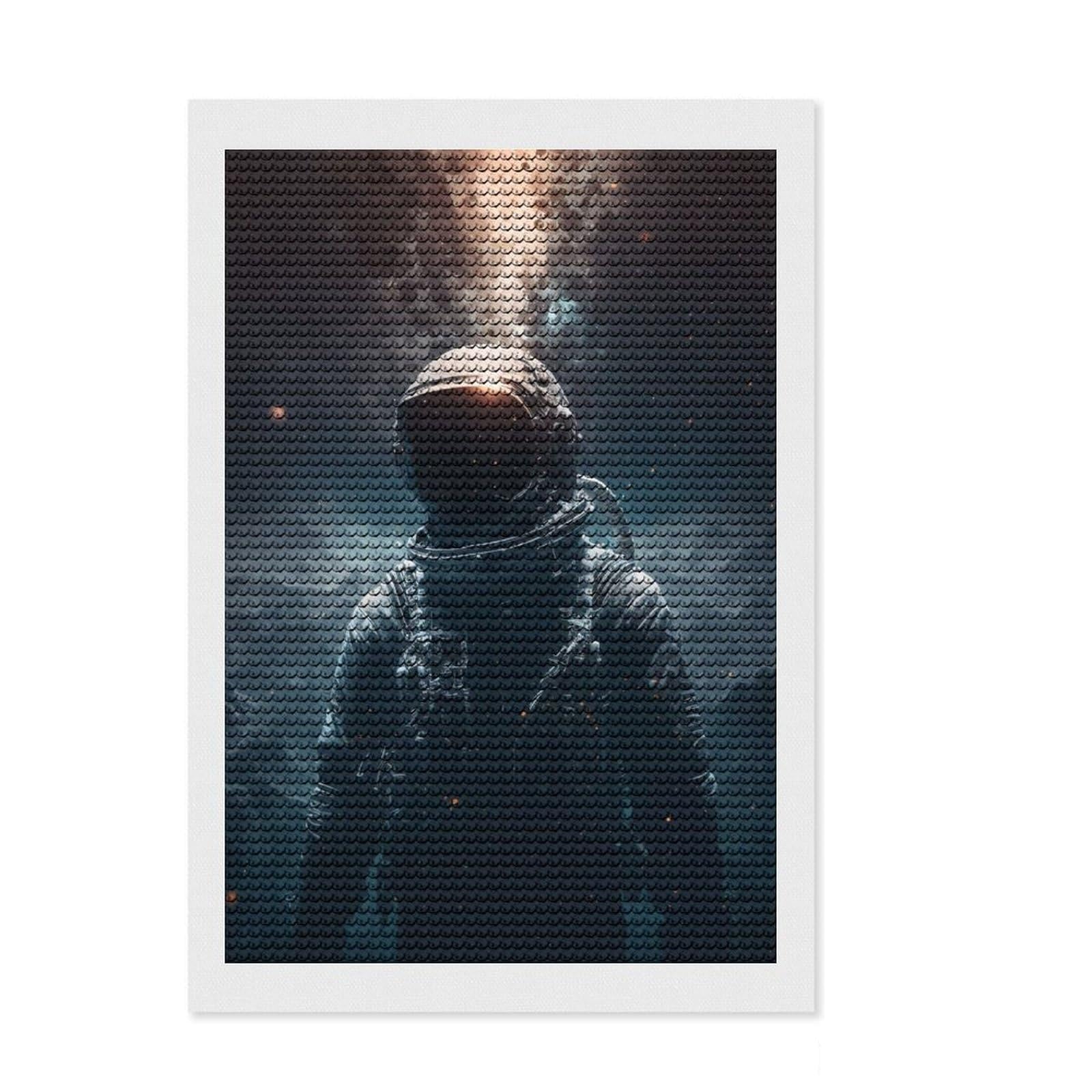 Junmoney Astronaut Diamond Painting Canvas Kit 8"x12", Winter Craft, Christmas Gift, Aesthetic Room Decor, Canvas Picture