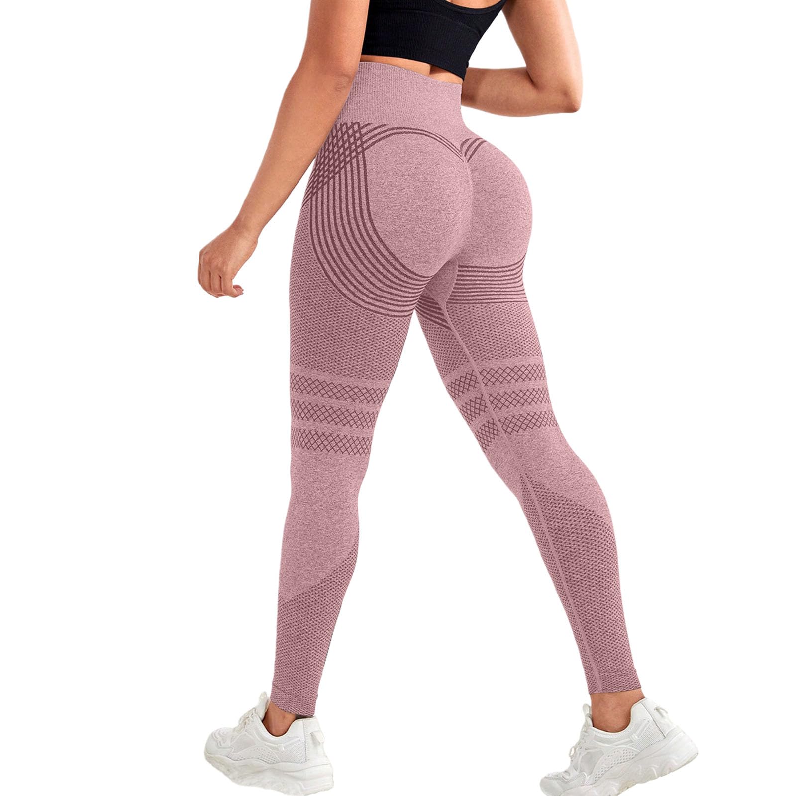 Tencipeda 3D Leggings Cellulite Compression Pants for Women – High Waist Tummy Control, Butt Lifting for Yoga & Gym (Pink,XXL)