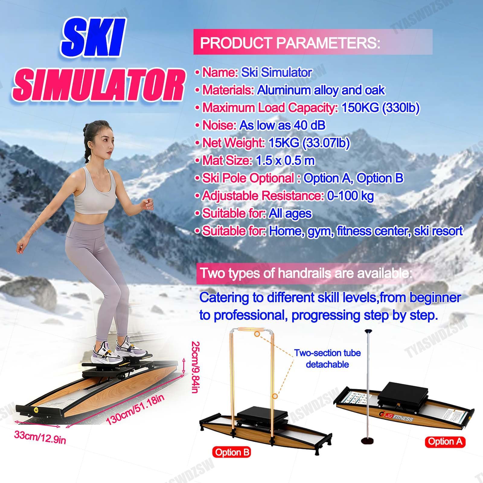Ski Erg Maschine Für Den Heimgebrauch, Multifunktionaler Ski Trainer Mit Matte & Stöcken, 0-100kg Verstellbarer Magnetwiderstand Für Effektive Fettverbrennung Für Fitnessstudio