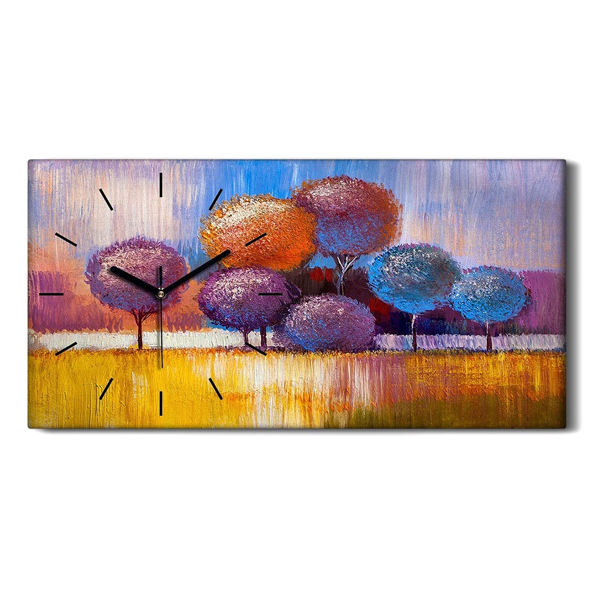 Horloge sur Toile sans Tic-Tac pour Salon et Chambre Arbre Rouge
