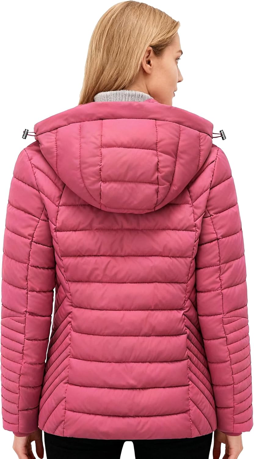 Women's Quilted Down Coat | Lightweight, Windproof, Waterproof, Detachable Hood, Warm for Winter Travel - Image 4