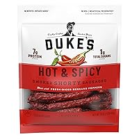 Vista 9 de Duke”s Salchichas cortas ahumadas de chile verde Hatch, sin gluten, < 0.04 onzas de azúcar total, 16 onzas