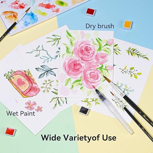 Miniatura 5 de MeiLiang - Juego de pintura de acuarela, 36 colores en caja portátil con anillo de metal y 7 pinceles de pintura, suministros de arte para pintura,