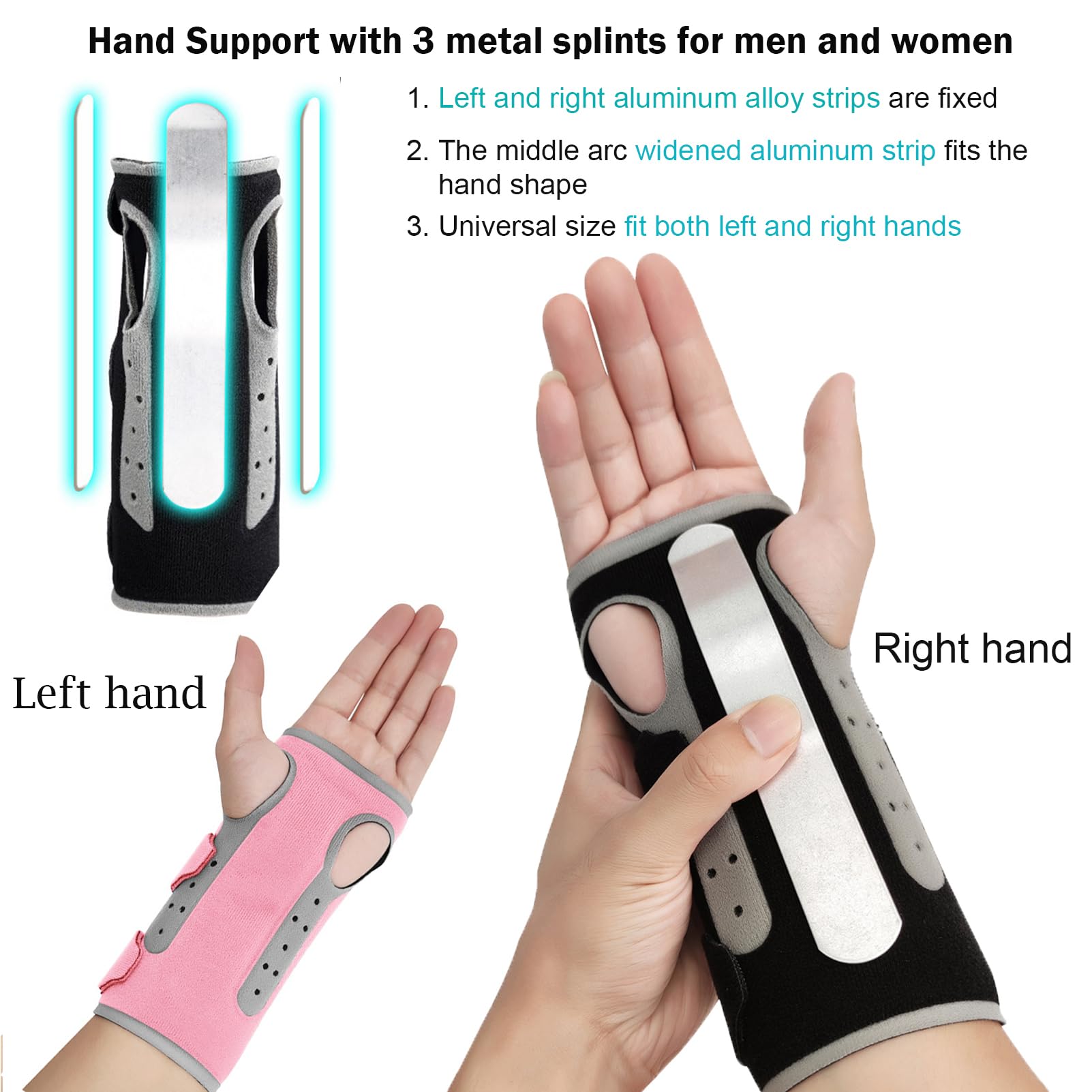 SONGQEE Carpal Tunnel Wrist Splint Support for Right Left Hand, Breathable Wrist Support Brace for Arthritis - Image 2
