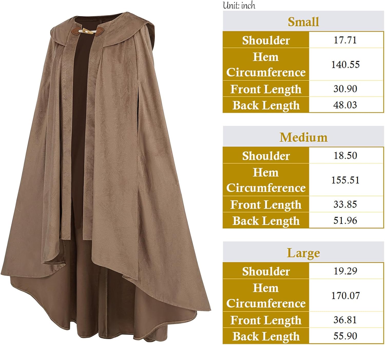 LTAKK Renaissance Cloak Women Medieval Cape Adult Witch Robe Ren Faire Halloween Costumes - Image 5