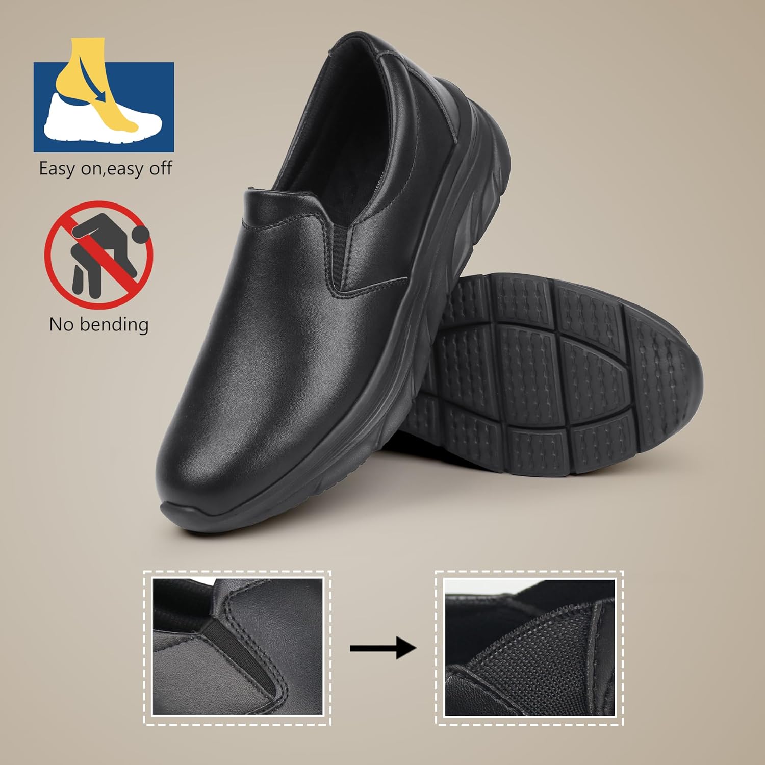 Hawkwell Men's Slip On Arch Support Lightweight Slip Resistant Comfortable Nursing Shoes - Image 4