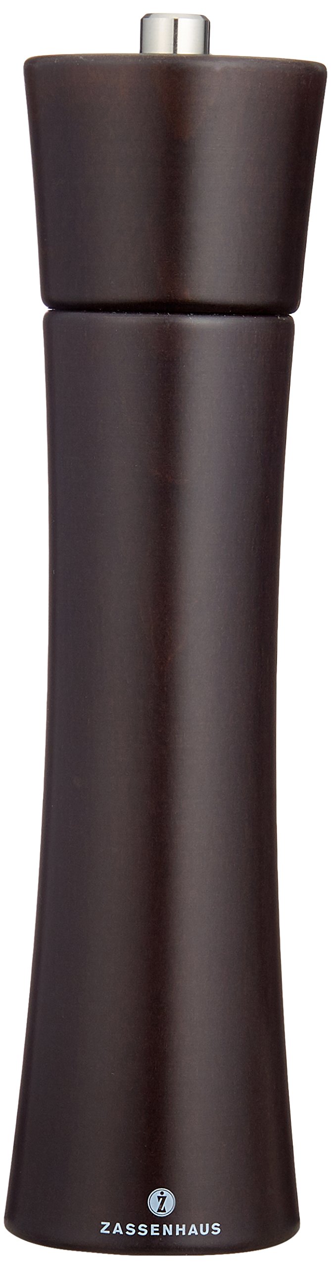 Zassenhaus Młynek do soli Frankfurt 24 cm, buk ciemnobrązowy z bezstopniowo regulowanym mechanizmem ceramicznym o wysokiej wydajności, wypełniony, wenge