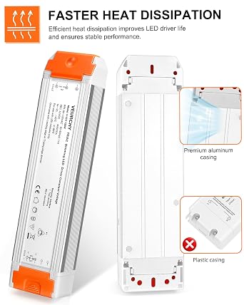 120W 12v Dimmable LED Driver, Triac LED Dimmable Transformer Compatible with Lutron & Leviton Dimmer Switches AC 110V to DC 12V 120 Watt, 12 Volt Power Supply for LEDs Strip Lights 2 Pack