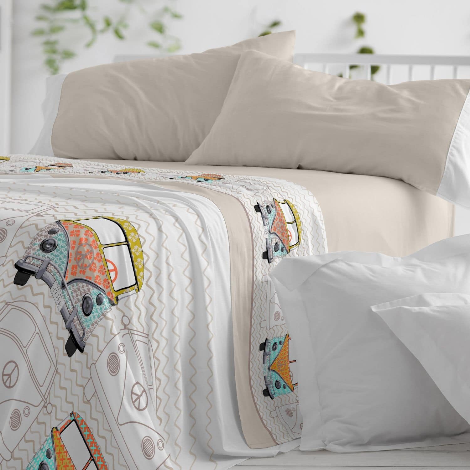 Burrito Blanco | Juego de sábanas | Cama de 150 a 160cm. (+Medidas Disponibles) | Diseño 107 | Color Piedra (150-160x190/200cm.)