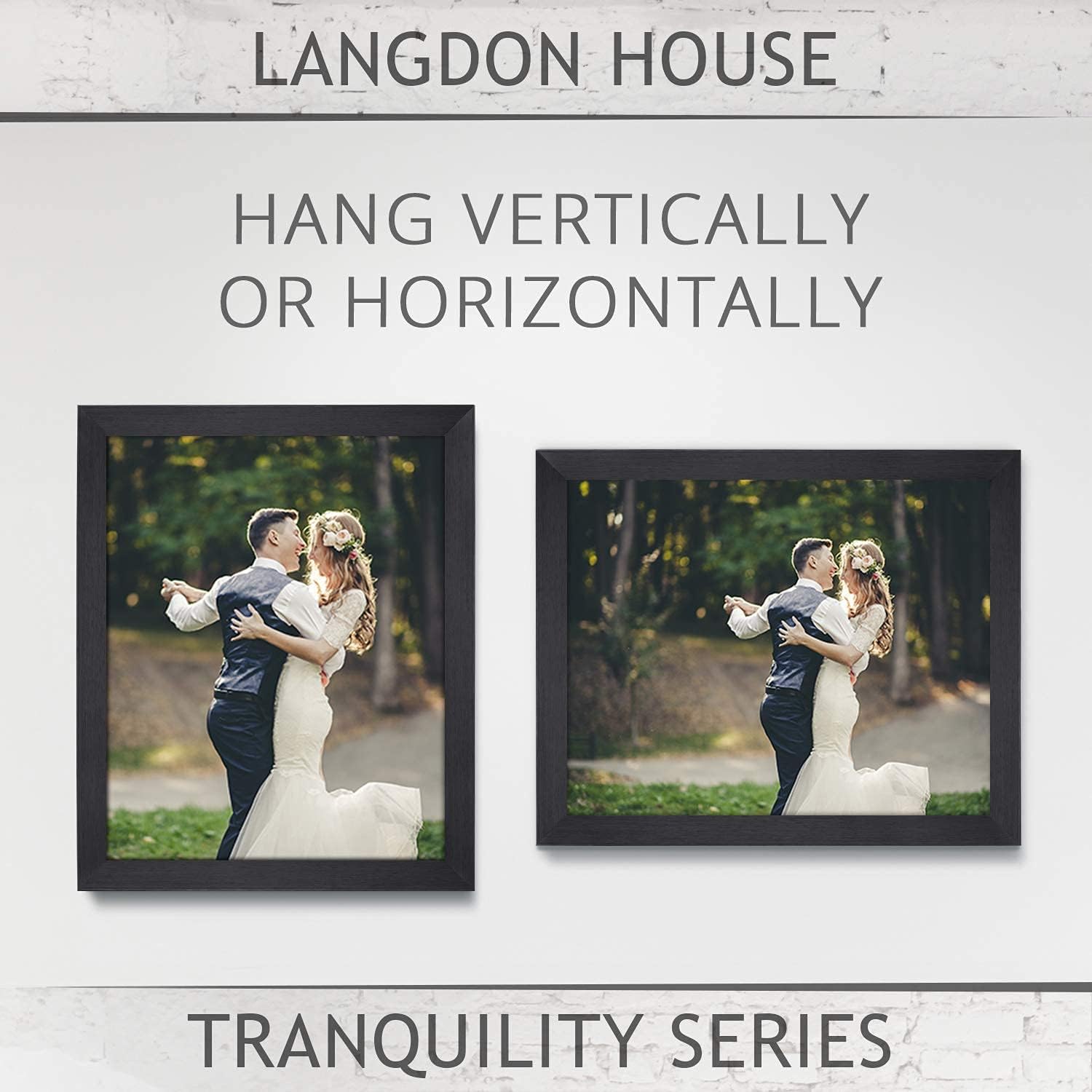 Langdon House 8x10 Picture Frame Set (Black, 7 Pack), Sleek & Classic, Fabulous Black 8x10 Frames, Swivel Tabs, Table Top Easel and Wall Hanging Hooks Included, Tranquility Collection
