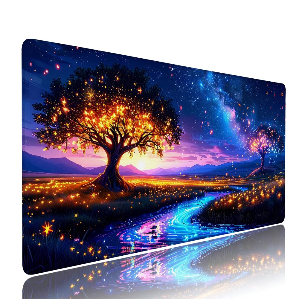 Generico Alfombrilla de Mouse para Juegos, Blu, XXL, Antideslizante, Impermeable, Diseño de Cielo stellato, Extendido, Grande, 1200x600x3mm, para PC, Laptop, Ufficio, Famiglia d-856