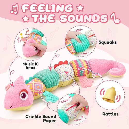 Miniatura 3 de Juguetes para bebés de 0 a 6 a 12 meses, juguetes de peluche musicales con arrugas multisensoriales, sonajeros y texturas, juguetes para bebés,