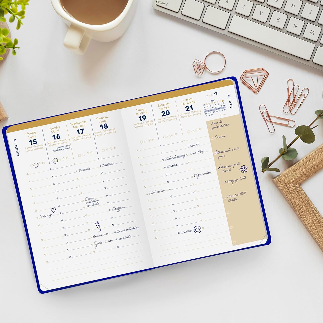 Quo Vadis - Diary - 2026 - Minister - Weekly Planner - Multilingual - Pastel - Light Green - 13 months from December to December - 16 x 24 cm - Clairefontaine White Paper - Made in France
