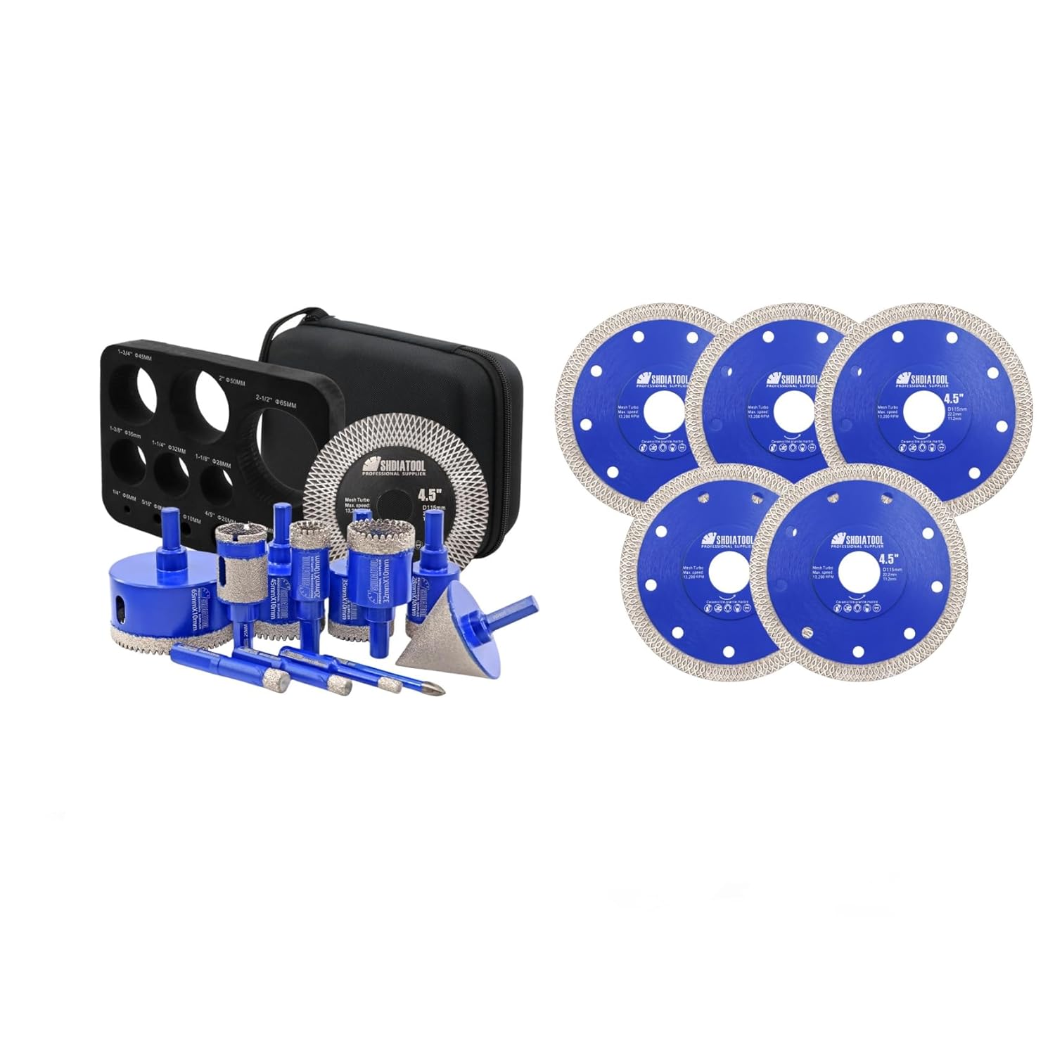 SHDIATOOL Diamond Drill Bits Kit - Core Bits Hole Saw Sets,Mould Guide for Drilling Porcelain Tile Marble Ceramic Granite with Hollow EVA Guide Jig
