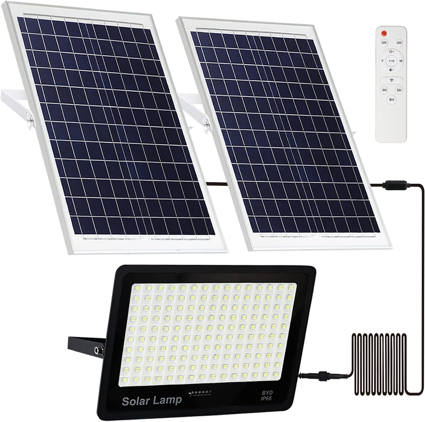 400W Solar Security Flood Lights,LED Street Light Outdoor IP66 Waterproof with Remote Control Parking Lot Lights for Yard, Garden, Swimming Pool, Pathway, Basketball Court, Arena