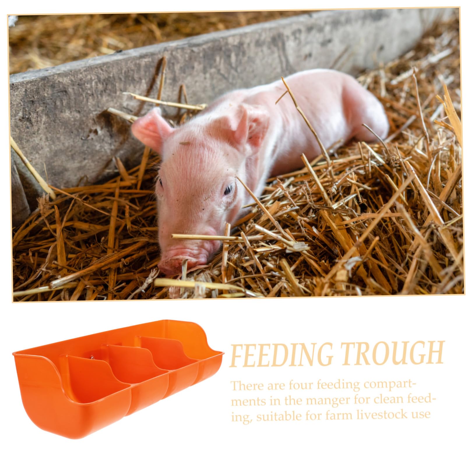 VICASKY Mangeoire à Cochons Robuste en Pp Plusieurs Compartiments Anti-déversement et Résistante à L'usure pour Alimentation sur Ferme D'élevage Porcin