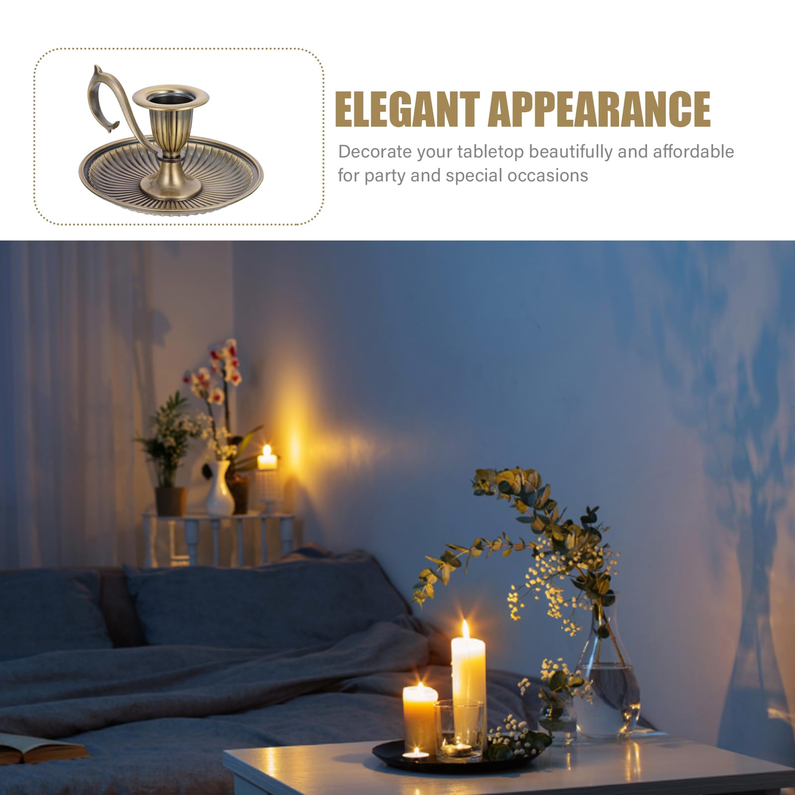 Healifty Portacandele vintage in metallo con maniglia, per matrimoni, feste, casa, bronzatura