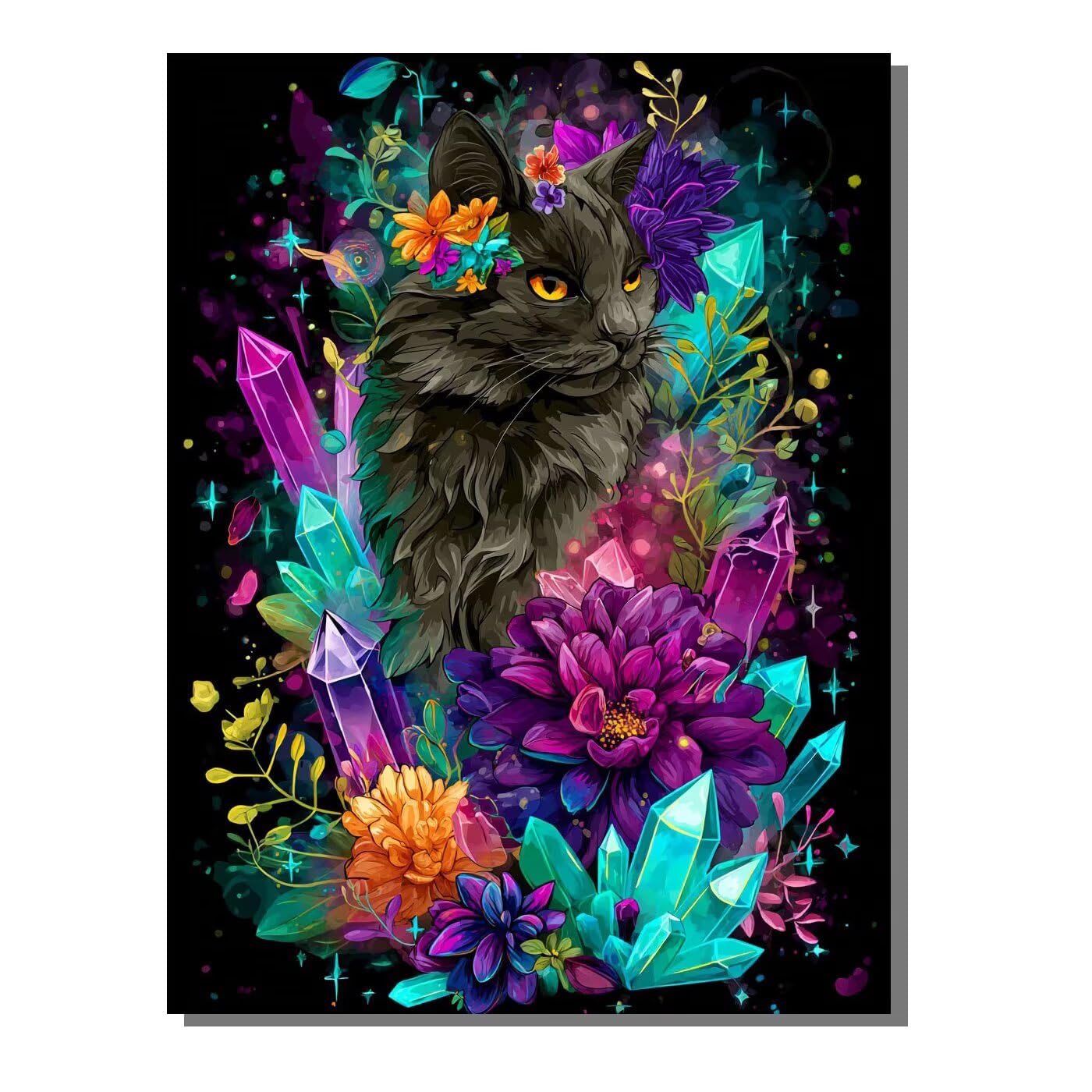 Kwiat kot 5D zestawy do malowania diamentami dla dorosłych i dzieci, DIY, pełne wiercenie, kryształ, klejnot, diament, sztuka, obrazy, haft, mozaika, rękodzieło, na Boże Narodzenie, dekoracja pokoju