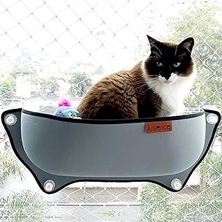 Cat Window Perches Grey Pet Window Mounted Bed Sturdy Cat Window Hammock Safety Cat Shelves Space Saving Window Mounted Cat Seat
