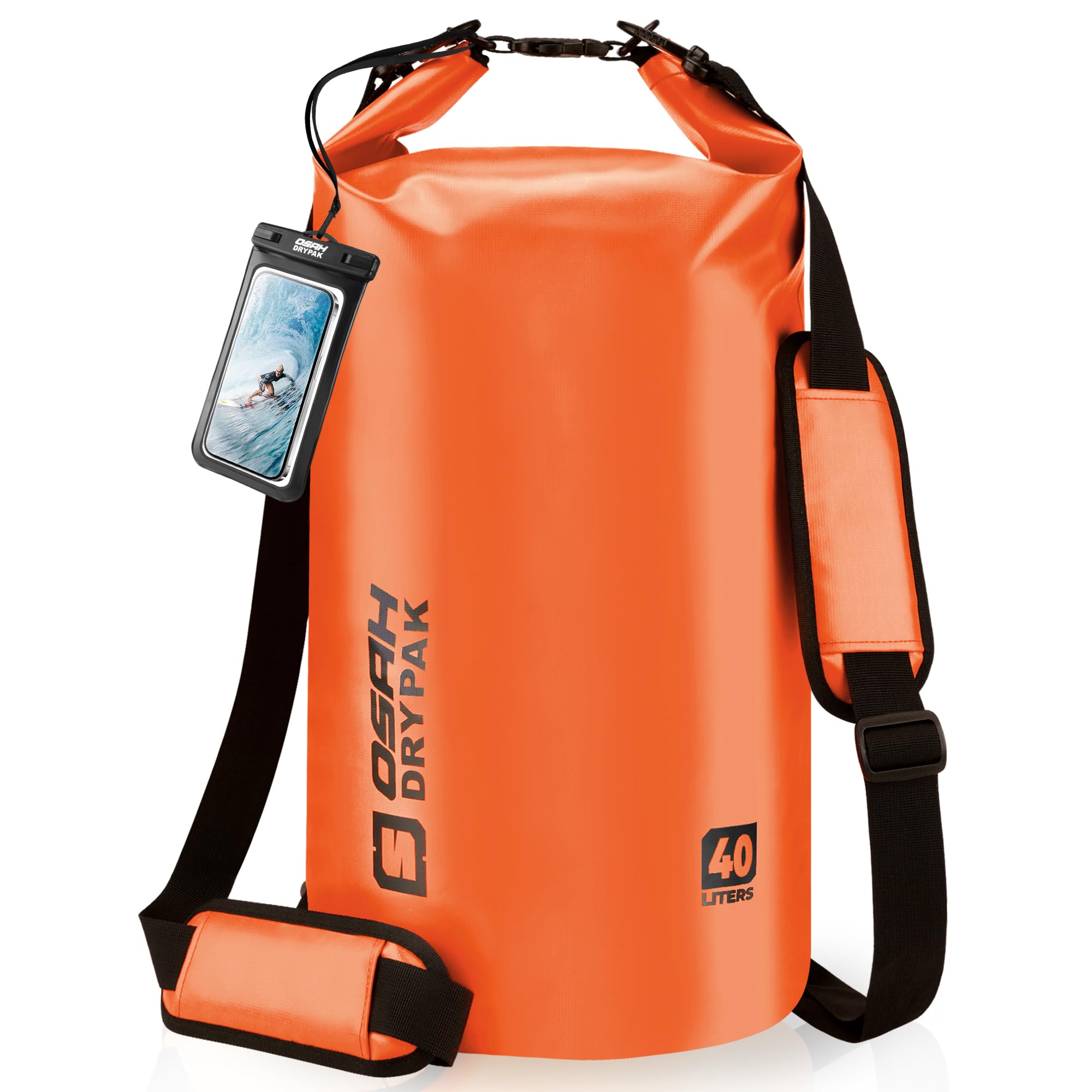 OSAH DRYPAK Dry Bag wasserdichte Tasche 5L/10L/20L/30L/40L Drybag Rucksack Wasserdicht Beutel mit Schultergurt und Wasserfester Handyhülle für Wassersport, Kajakfahren, Bootfahren, Camping