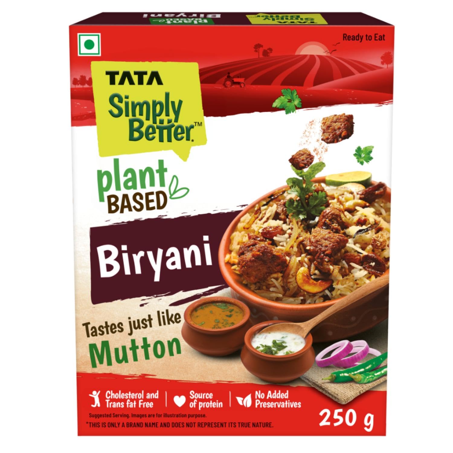 Tata Simply Better Plant-Based Biryani, Tastes Just Like Mutton, Ready to Eat, No Added Preservatives, Cholesterol & Trans Fat Free, Source of Protein, Plant Based Meat, Mock Meat, Vegan Meat, 250g (B0CT8WB357) Amazon Price History, Amazon Price Tracker