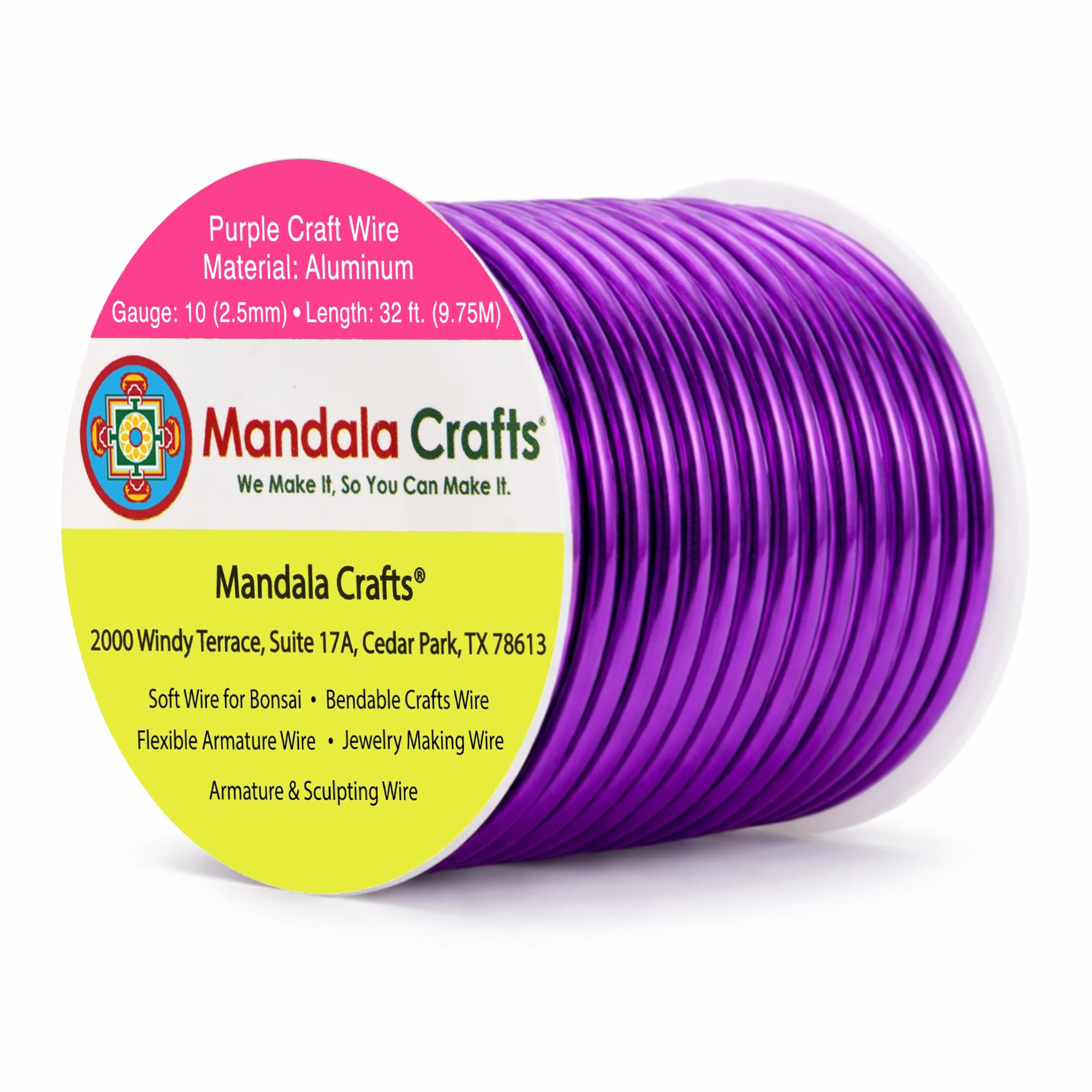 Mandala Crafts 10 Gauge Purple Anodized Aluminum Craft Wire, 32 FT