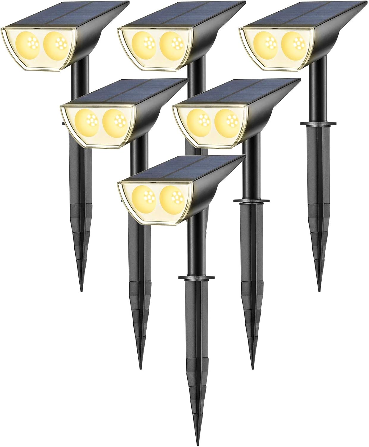 Solar Spot Lights Outdoor, Consciot 12 LEDs IP67 Waterproof Dusk-to-Dawn Solar Landscape Spotlights, Auto On/Off, 2-in-1 Adjustable Solar Powered Wall Lights for Garden Yard, 6 Pack (3000K Warm White) : Everything Else