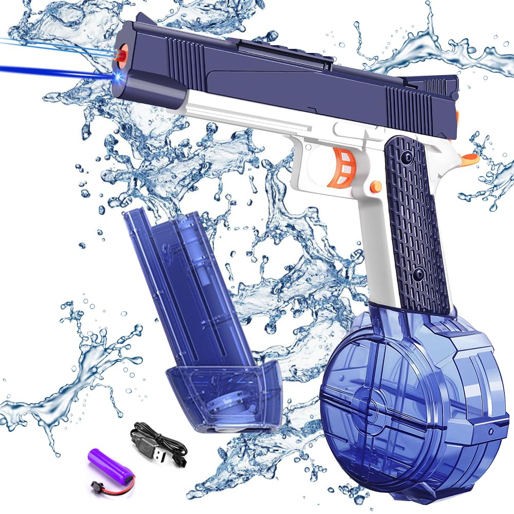 EWRITN Electric Water Gun for Adults – Automatic, High-Powered, Battery-Operated Water Pistol with 32 Ft Range, 500ML Large Capacity Squirt Gun for Summer Outdoor Fun, Grey