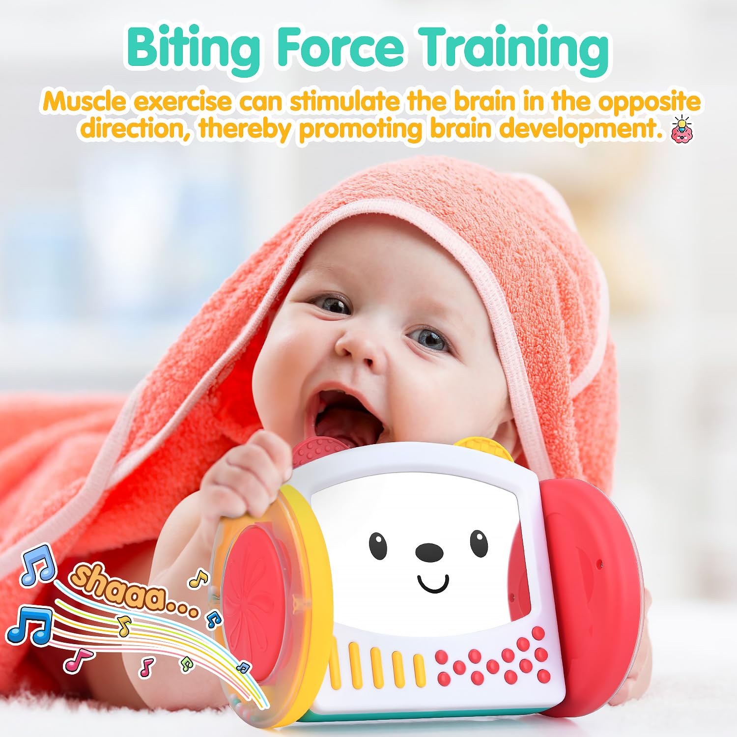 Juguete de actividad de espejo para el tiempo boca abajo para recién nacidos a 12 meses con mordedores, espejo infantil para gatear, juguetes Montessori para el desarrollo cerebral, estimulación 5
