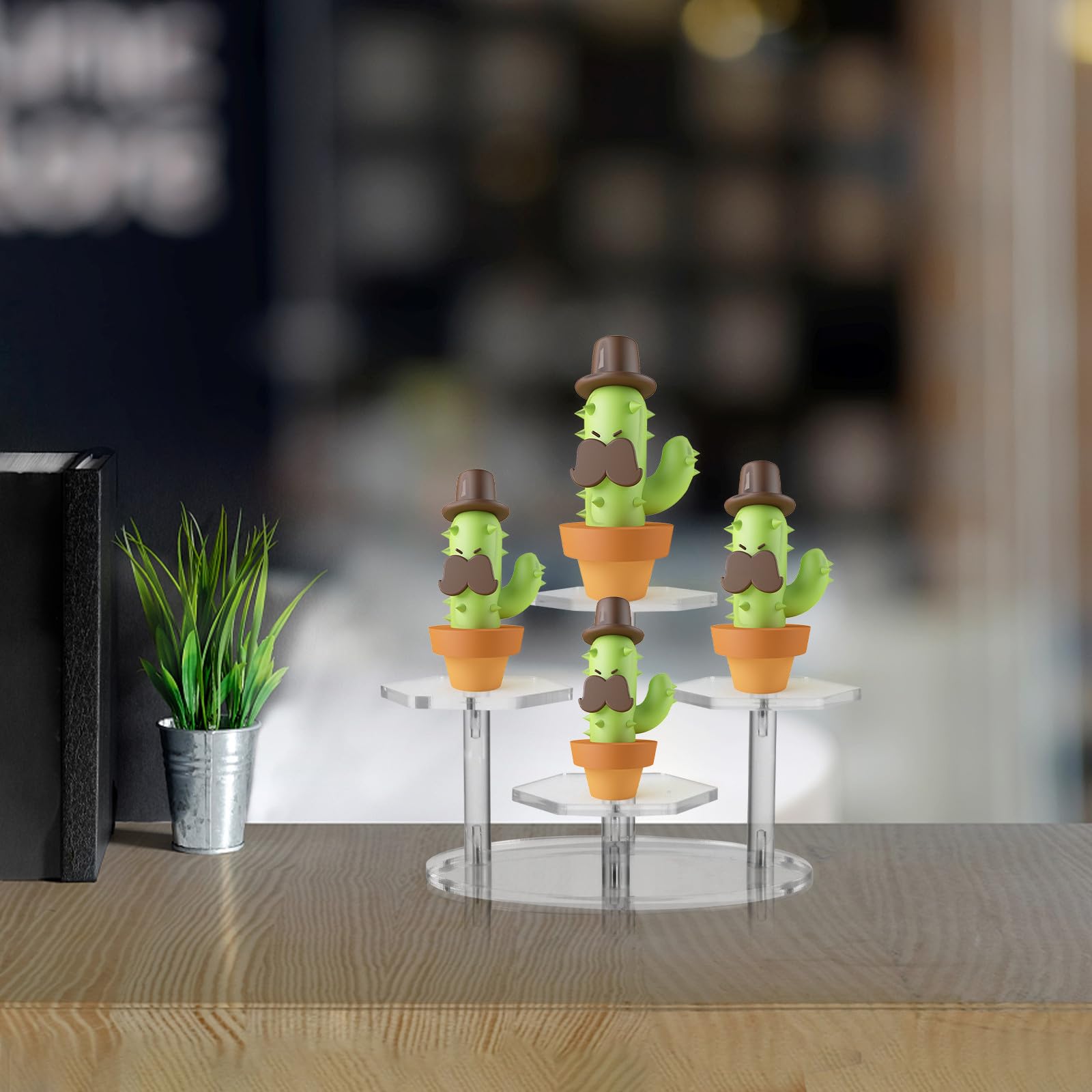 Expositor de Figuras y Porta Joyas de Acrílico Transparente Diseño Escalonado de 4 Niveles para Display y Almacenamiento Hogar